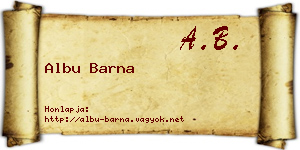 Albu Barna névjegykártya
